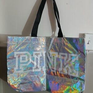 NWT PINK Victoria's Secret Holographic Tote Bag X Large